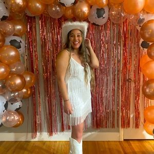 White Fringe Dress